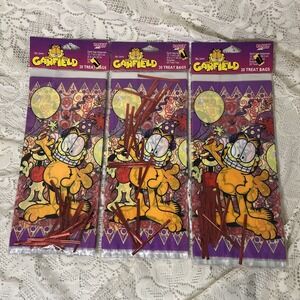 Garfield Treat Bags, 20 Bags and Ties, Set of 3 Packs, NIP, NOS